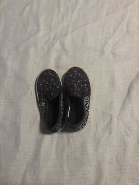 Obey Kids Black Slip-On Sneakers with Pink Floral Accents